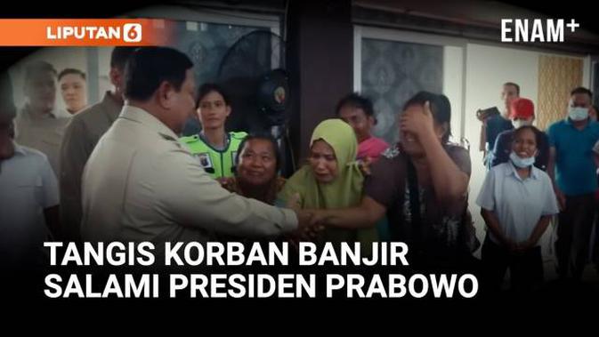 Momen Korban Banjir Menangis Salami Presiden Prabowo