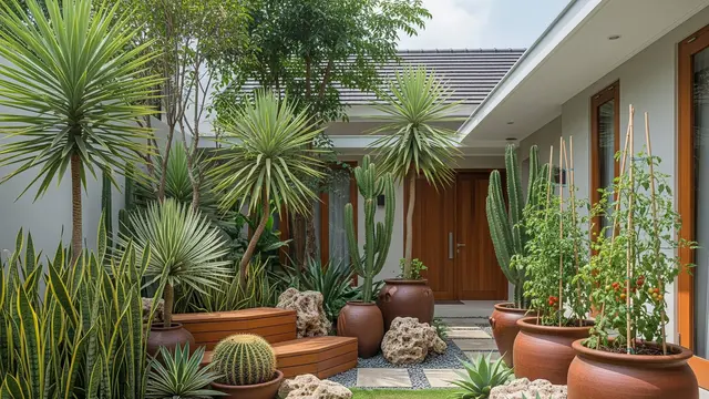 desain edible garden outdoor yang tahan panas dan hujan