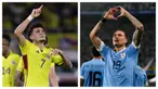 Dua raksasa Amerika Selatan, Argentina dan Brasil kompak kalah dari lawan-lawannya pada laga lanjutan Kualifikasi Piala Dunia 2026 Zona Conmebol, Jumat (17/11/2023) pagi WIB. Argentina yang dperkuat Lionel Messi dan berstatus pemuncak klasemen sementara menyerah 0-2 dari tamunya Uruguay. Sementara Brasil yang bertandang ke markas Kolombia keok 1-2 dan harus turun ke peringkat ke-5 klasemen sementara. Uniknya, biang kerok kekalahan dari kedua raksasa Amerika Selatan tersebut adalah berkat gol-gol dua pemain asal Liverpool, Darwin Nunez di kubu Uruguay dan David Luiz di kubu Kolombia. (Kolase Foto AFP)