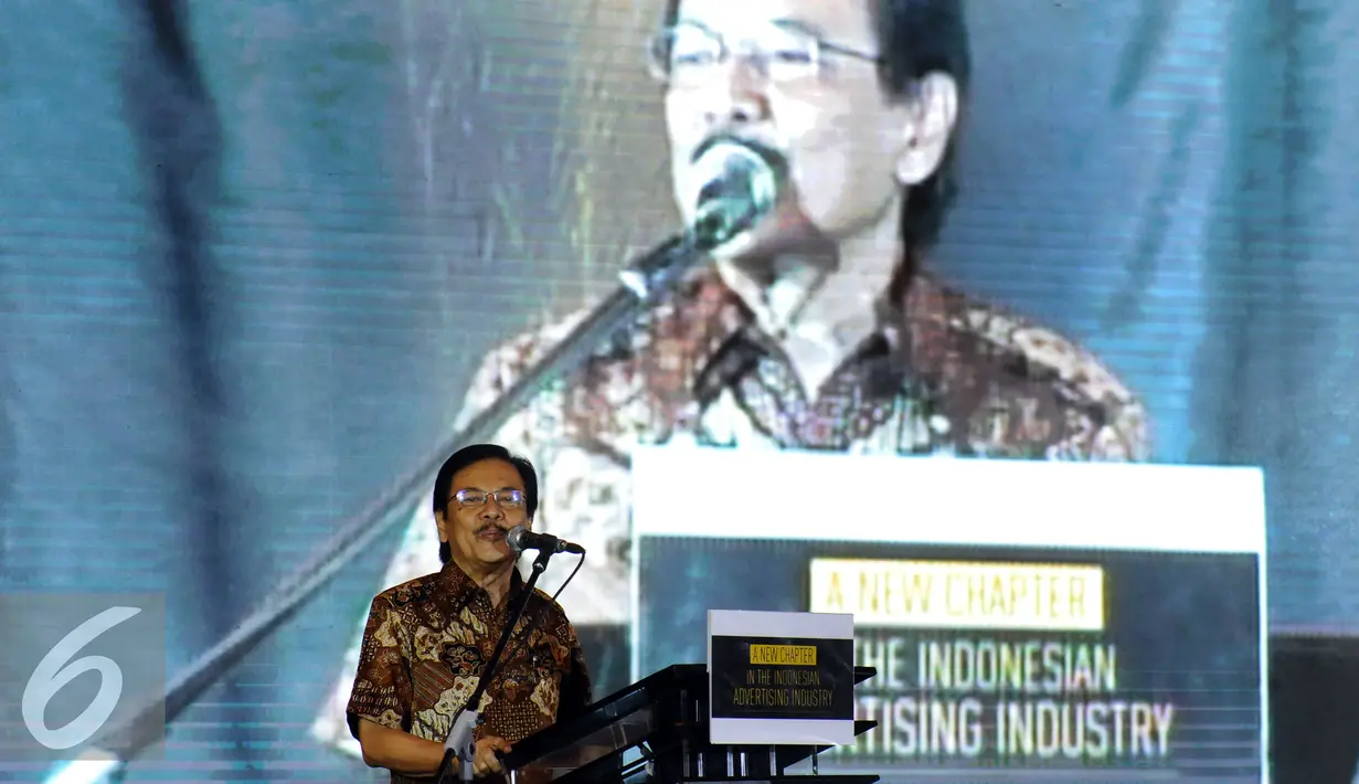 CEO Dentsu Aegis Network Indonesia, Harris Thajeb saat memberikan sambutan jelang peresmian bergabungnya Dwi Sapta Group dengan Dentsu Aegis Network di Jakarta, Rabu (25/1). (Liputan6.com/Helmi Fithriansyah)