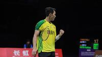 Tunggal putra Indonesia, Jonatan Christie pada ajang Piala Sudirman 2023. (PBSI)