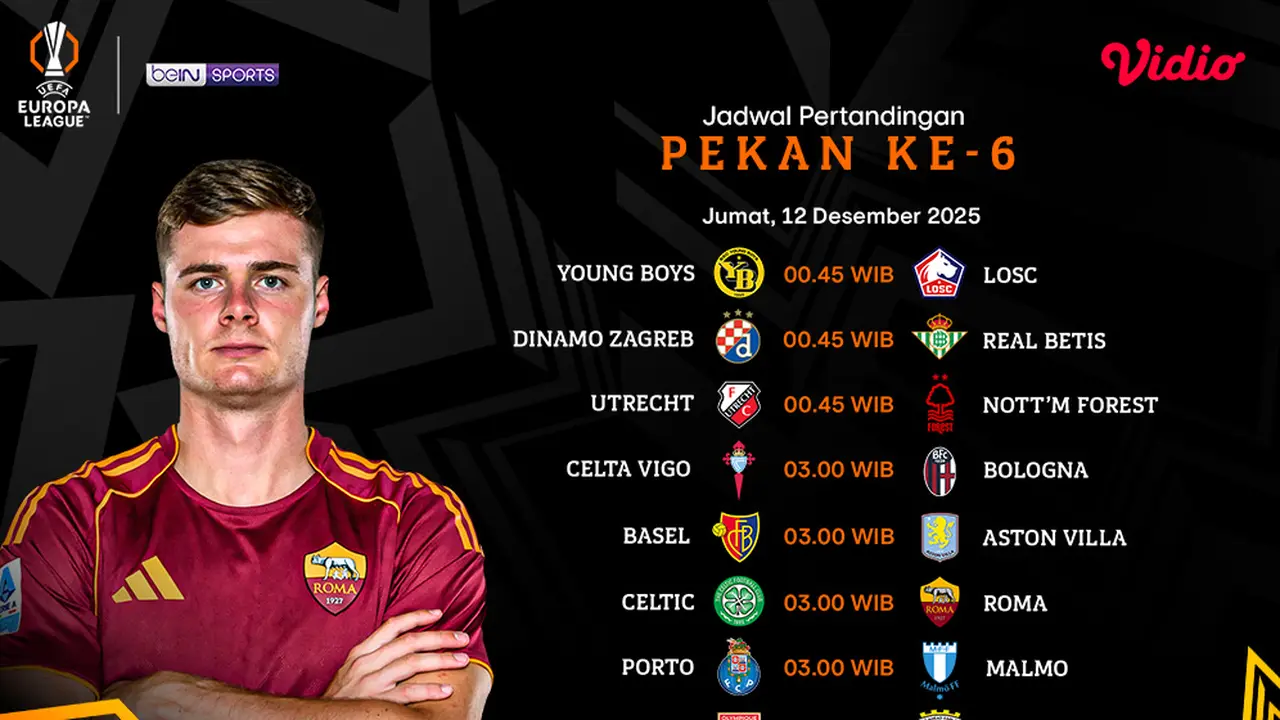 Saksikan Europa League pekan ke-6 eksklusif di Vidio.