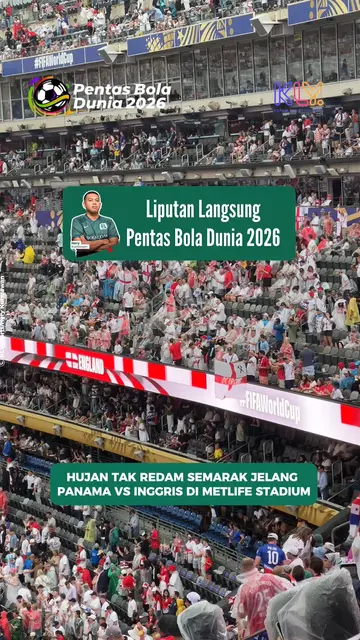 Hujan tak redam semaraknya suporter jelang laga Panama vs Inggris di MetLife Stadium, New York New Jersey, AS