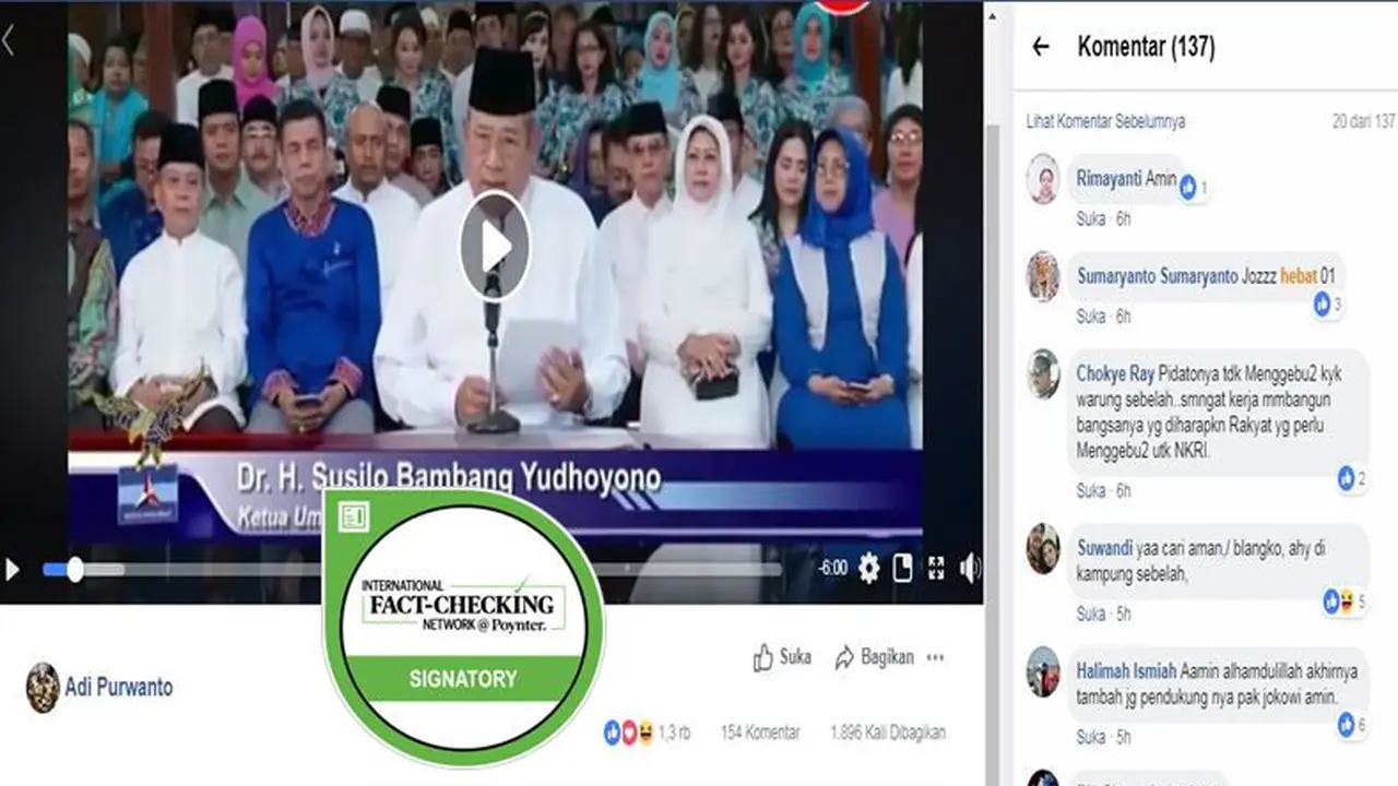 [Cek Fakta] Jelang Pilpres, SBY Alihkan Dukungan ke Jokowi?