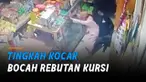 Video CCTV tunjukkan aksi kocak dua bocah rebutan kursi di sebuah warung.