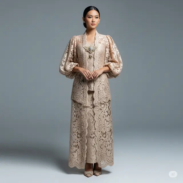 8 Model Kebaya Brokat Lengan Balon: Tren Fashion Tradisional yang Menawan
