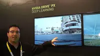 Jonathan Cohen saat masih menjabat sebagai Director of Deep Learning produsen chip Nvidia, mendiskusikan tentang bagaimana teknologi Nvidia digunakan dalam mobil tanpa supir di Consumer Electronics Show (CES) 2015 (Foto: screenshot Re/code)