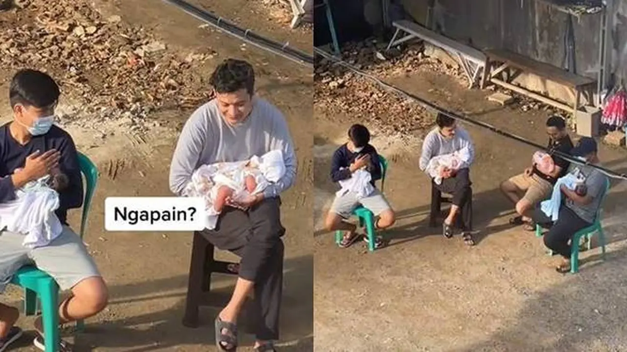 Viral Aksi Bapak-Bapak Kumpul Saat Berjemur Bareng Anak Ini Bikin Gemas