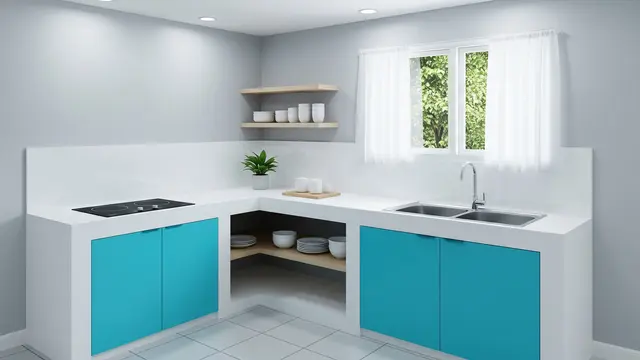 Meja Dapur Baja Ringan Bentuk L yang Cocok untuk Ruangan Sempit/Gemini AI