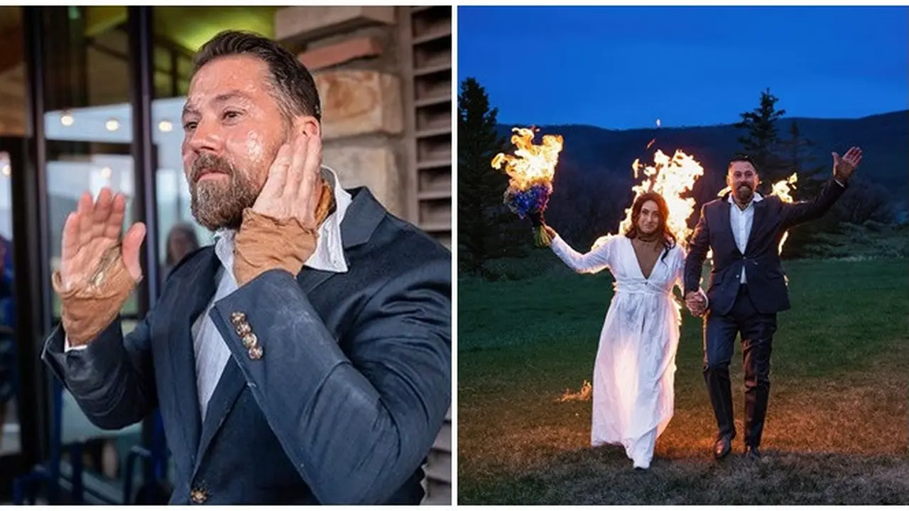 Viral Pasangan Pengantin Pakai Kobaran Api saat Resepsi, Bikin Heboh