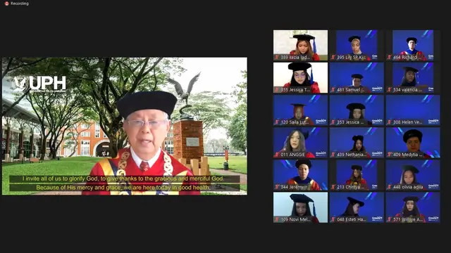 Sambutan Rektor Universitas Pelita Harapan (UPH) Lippo Village, Dr. (Hon) Jonathan L. Parapak, M.Eng.Sc. saat wisuda online UPH, Sabtu (17/7/2021). (Dok. UPH)