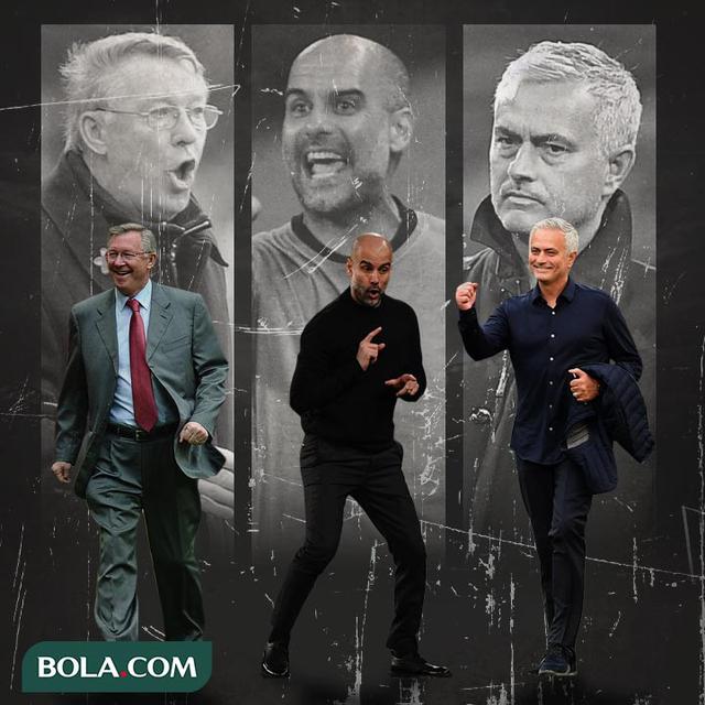 Ilustrasi - Sir Alex Ferguson, Pep Guardiola, Jose Mourinho