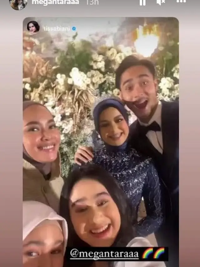 Tissa Biani hadir di resepsi pernikahan Achmad Megantara  (Foto: Instagram/@megantaraaa)