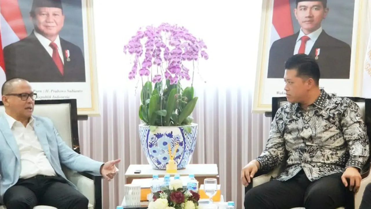 Audiensi jajaran pengurus HIPMI Jakarta Utara dengan Menteri P2MI Mukhtarudin di Kantor Kementerian P2MI.