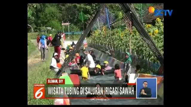 Warga Sleman, Yogyakarta, ubah saluran irigasi sawah jadi wisata tubing yang indah dan menarik.