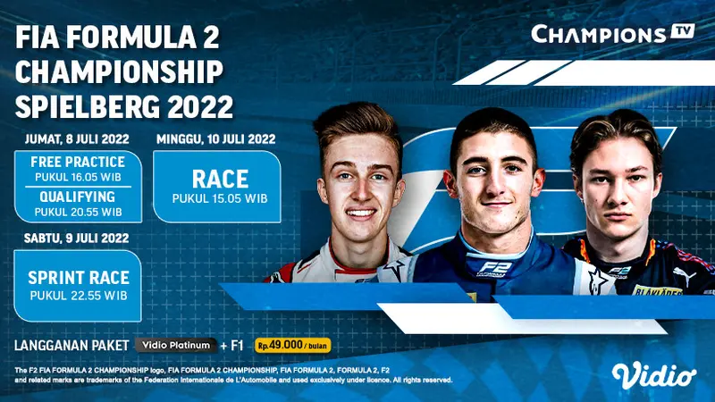 Link Live Streaming Formula 2 Championship Spielberg 2022 di Vidio