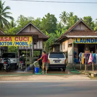 Jasa Laundry & Cuci Motor/Mobil. Foto: Gemini
