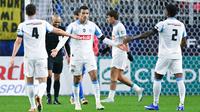 Mason Greenwood memimpin pesta gol Marseille dalam laga Coupe de France. Penyerang asal Inggris itu mencetak hat-trick saat timnya membantai Bayeux dengan skor telak 9-0. (AFP/Lou Benoist)