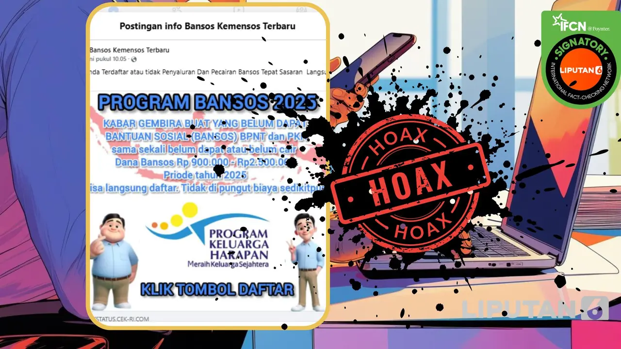 Tangkapan layar hoaks Cek Bansos BLT 900 Ribu