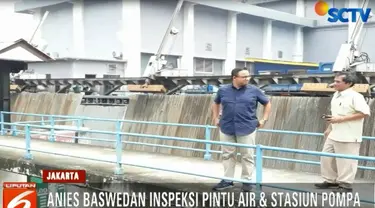 Sabtu siang, Anies mendatangi Pintu Air Flashing Ancol, Stasiun Pompa Air Marina, dan Stasiun Pompa Pasar Ikan, Pademangan, Jakarta Utara.