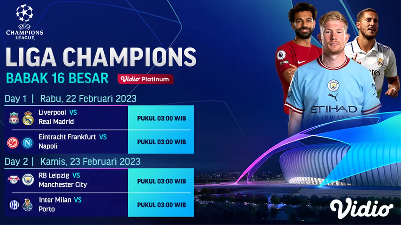 Live Streaming UCL Round 16 Leg 1 Napoli Vs Eintract Frankfurt di Vidio Rabu 22 Februari