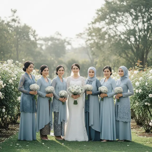 Warna Gamis Bridesmaid yang Paling Aman di Foto Keluarga (Image by Gemini AI)