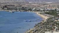 Pemandangan umum menunjukkan resor pantai di pelabuhan Laut Merah Sharm el-Sheikh di ujung selatan Semenanjung Sinai Mesir. (Khaled Desouki/AFP)
