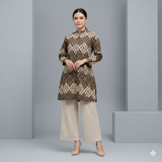 Atasan Batik Wanita Panjang Model Tunik