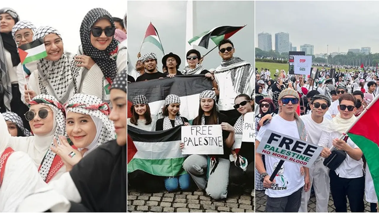9 Potret Artis Turun ke Jalan Ikut Aksi Bela Palestina di Monas, Banjir Pujian