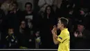 Pemain Villarreal, Denis Suarez, merayakan gol ke gawang Napoli pada laga leg pertama 32 besar Liga Europa di Stadion Camp El Madrigal, Jumat (19/2/2016) dini hari WIB. (AFP/Jose Jordan)