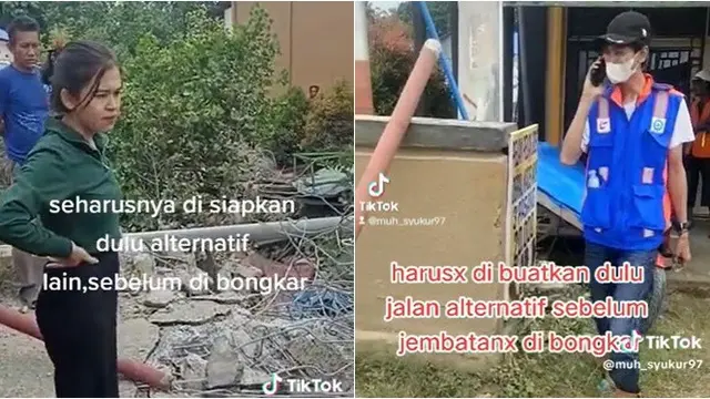 Viral Wanita Marahi Pekerja Proyek saat Jembatan Dibongkar, Berakhir Minta Maaf