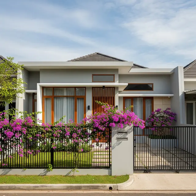 9 Ide Pagar Rumah Kombinasi Tanaman Hidup dan Pagar Besi, Estetika Alami Hunian
