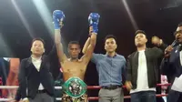 Petinju kelas bulu dari Indonesia Erick Destroyer berhasil meraih kemenangan technical knockout (TKO) atas Muhammad Shehran (Dok Marinir)