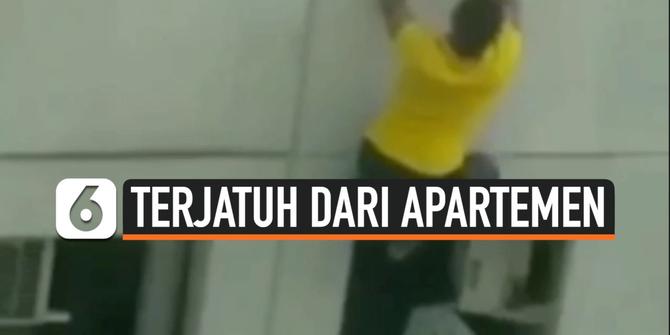 VIDEO: Pria Bergelantungan kemudian Terjatuh dari Lantai 9 Apartemen