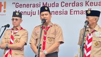 Wakil Menteri Keuangan (Wamenkeu) Thomas Djiwandono dalam acara LIKE IT! di Bumi Perkemahan dan Graha Wisata (Buperta) Pramuka Cibubur, Jakarta Timur, Kamis (14/8/2025). (Liputan6.com/Tira)