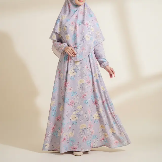 9 Model Gamis Motif Bunga Muslimah untuk Perayaan Maulid Nabi 2025