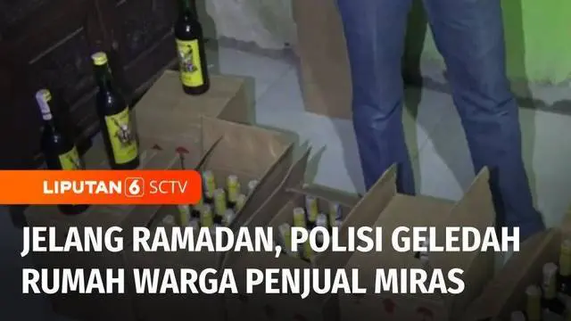 Polisi menyita ratusan botol minuman keras dari sejumlah penjual di Pekalongan, Jawa Tengah, saat menggelar Operasi Cipta Kondisi menjelang bulan suci Ramadan. Untuk mengelabui petugas, sejumlah penjual menyembunyikan miras di kamar dan dapur.