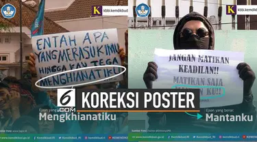 Kemendikbud melalui akun twitter resmi memberikan koreksi terhadap ejaan di poster yang dibawa mahasiswa saat demo tolak revisi Undang-Undang.