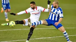 Dengan torehan 4 gol dalam 7 pertandingan sejauh ini, En-Nesyri tidak diragukan lagi menjadi juru gedor utama Sevilla. (Foto: AFP/Ander Gillenea)