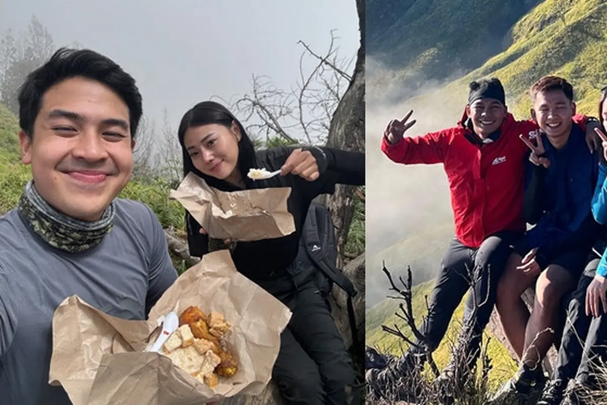 6 Potret Wendy Walters dan Jerome Polin Naik Gunung Merbabu, Sarapan Nasi Bungkus di Atas Awan