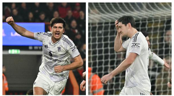 Harry Maguire tampil sebagai 'Hero to Zero' dalam laga lanjutan Liga Inggris 2025/2026 antara Bournemouth melawan Manchester United pada Jumat (20/03/2026) waktu setempat. (Foto Kolase: (AFP/Glyn Kirk))