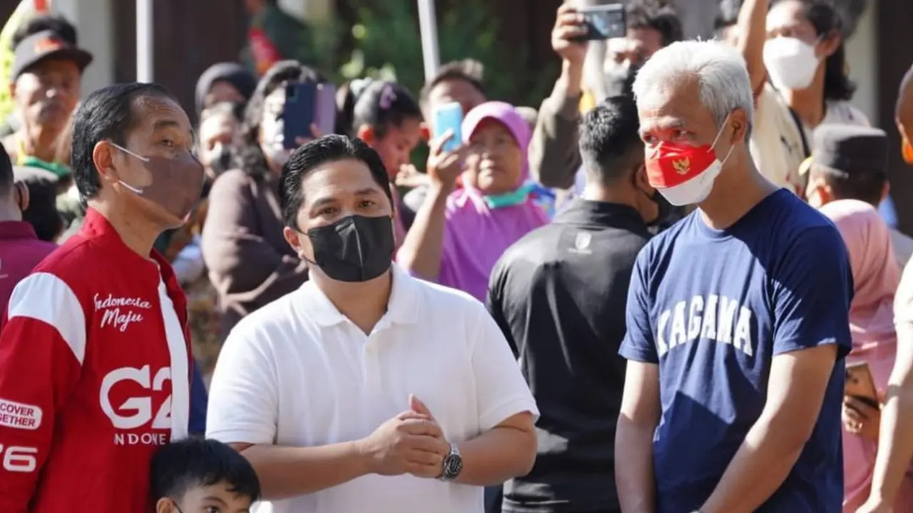 Jokowi, Erick Tohir, dan Ganjar Pranowo saat menghadiri CFD di Solo (Instagram/@erickthohir)