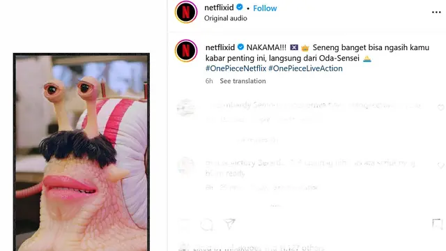 Pengumuman One Piece Live Action Season 2. (Instagram/netflixid)