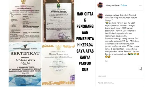 Ini Sosok Tubagus Wijaya, Founder dari Parfum Karakter yang Menggugat Tiwi Eks T2