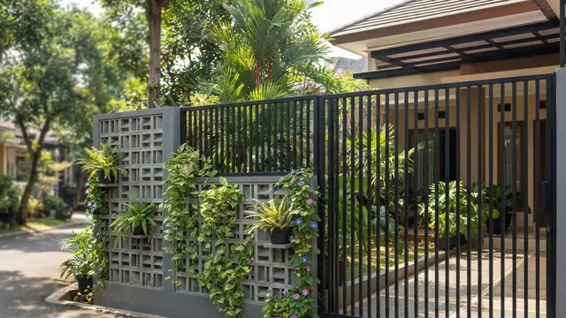 Kombinasi Pagar Besi Hollow dan Roster yang Membuat Rumah Lebih Adem