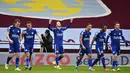 Pemain Leicester City, James Maddison, melakukan selebrasi usai mencetak gol ke gawang Aston Villa pada laga Liga Inggris di Stadion Villa Park, Minggu (21/2/2021). Leicester City menang dengan skor 1-2. (AP Photo/Rui Vieira, Pool)