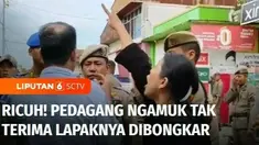 Penertiban lapak PKL yang berjualan di atas fasilitas umum di Kota Padang berlangsung ricuh. Pemilik lapak mengamuk dan berusaha menyerang petugas Satpol PP. Meski mendapat perlawanan dan protes, penertiban tetap dilakukan.