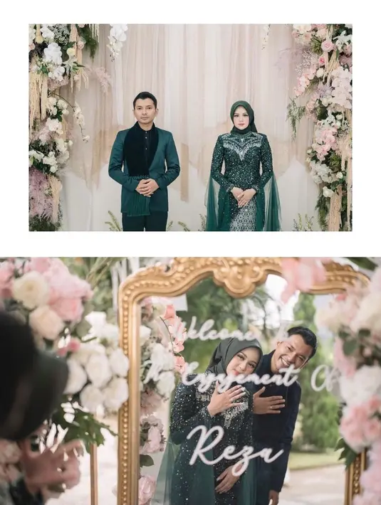 Wajahnya dipoles oleh MUA Ikawati Fitria, selebgram yang akrab disapa Fhia ini semakin pancarkan pesonanya. Dikenal sebagai sosok yang murah senyum, senyum kebahagiaan Reza Surya Putra ini membuat warganet juga merasakan kebahagiaan yang menyelimutinya. Acara lamaran pasangan ini juga berbeda karena keduanya saling melemparkan pantun saat mengutarakan niat melamar dan menerima lamaran. (Liputan6.com/IG@imagenic)