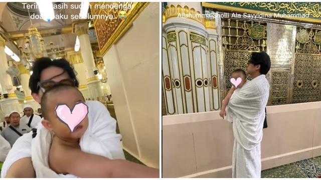 6 Momen Rey Mbayang Ajak Anak ke Makam Rasulullah SAW, Banjir Pujian