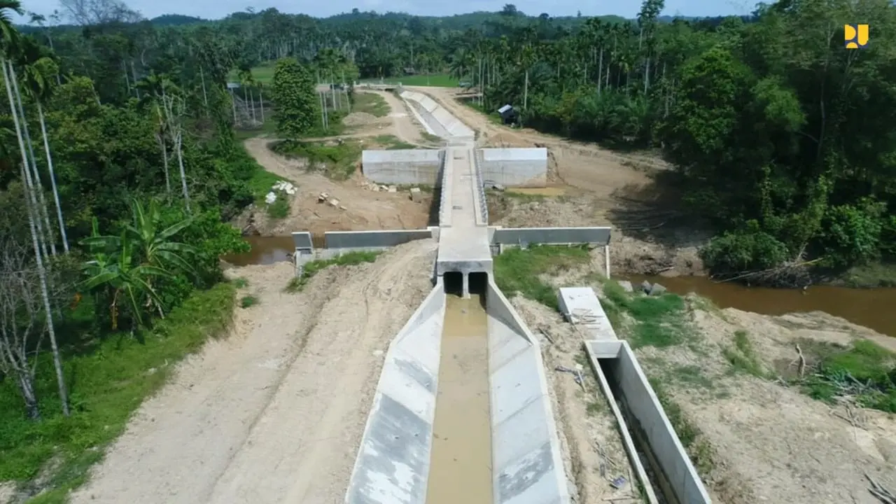 Bendungan Keureuto untuk mengurangi risiko bencana banjir di Kabupaten Aceh Utara, Aceh.